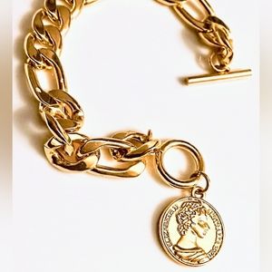 18k Gold Plated Coin Pendant Bracelet